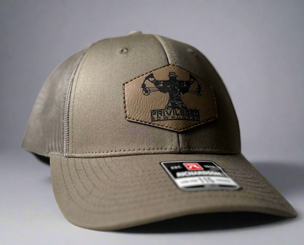 Privileged Bowhunter Leather Patch Trucker Hat (Olive)