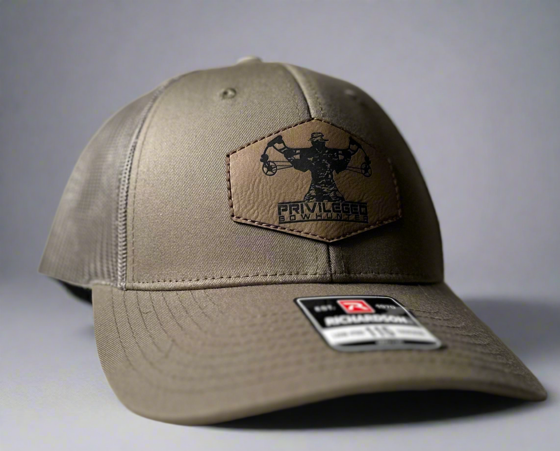Privileged Bowhunter Leather Patch Trucker Hat (Olive)